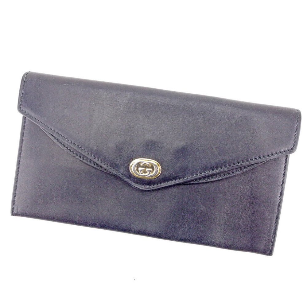Gucci Purse double G Black Silver Gold Women Men Authentic